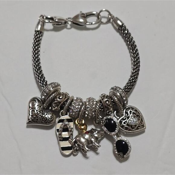 Brighton Arkansas Razorbacks Heart Sunglasses Sandal Charm Bracelet - Picture 1 of 10